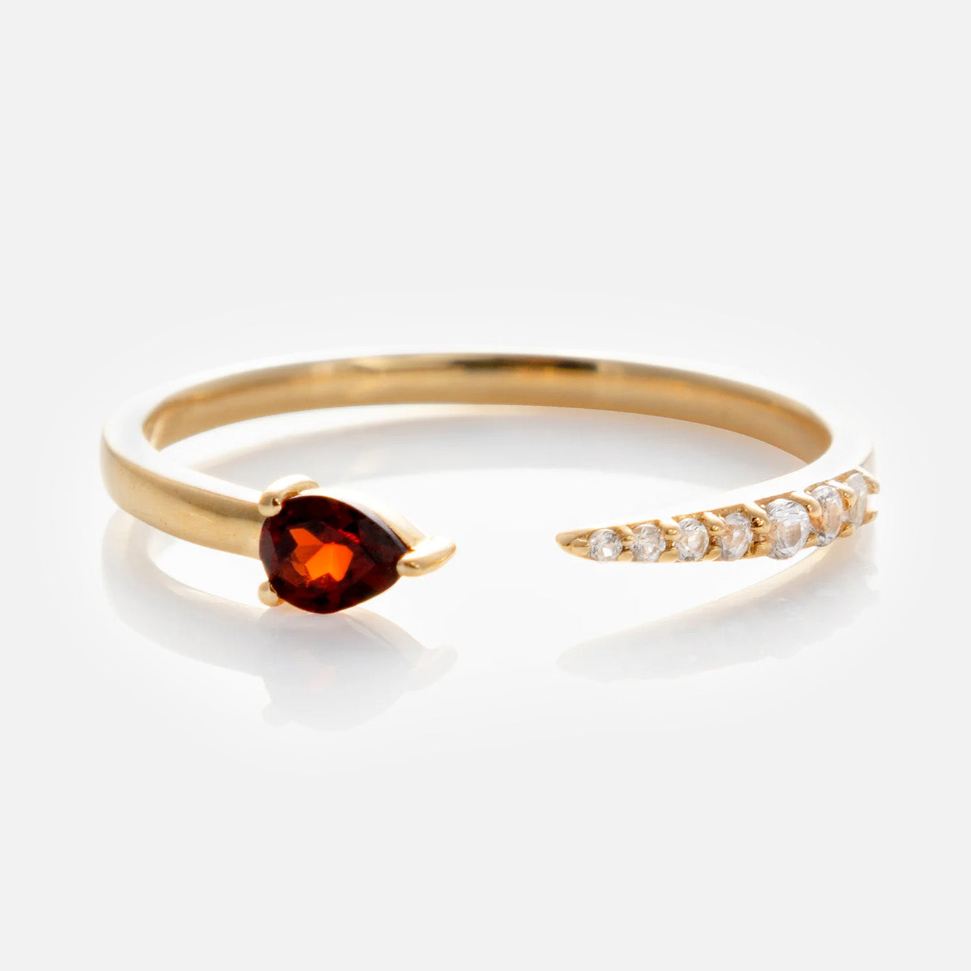 Solid Gold Garnet and Sapphire Open Front Band-Koogrl