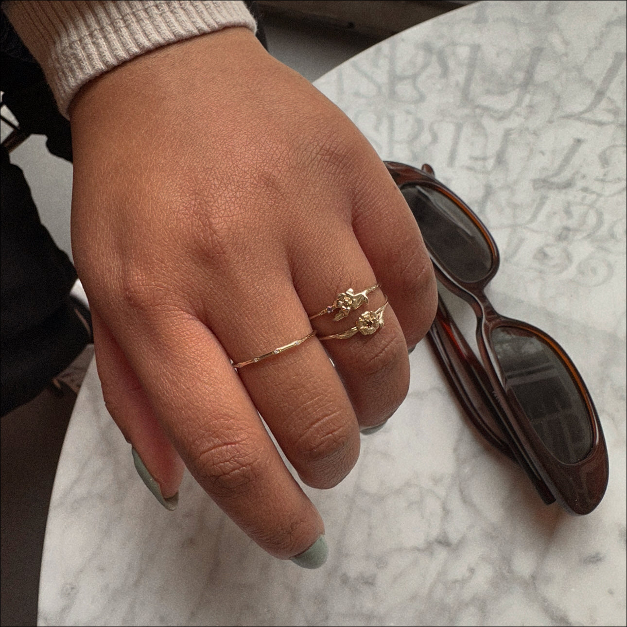 Solid Gold Dainty Diamond Band-Koogrl