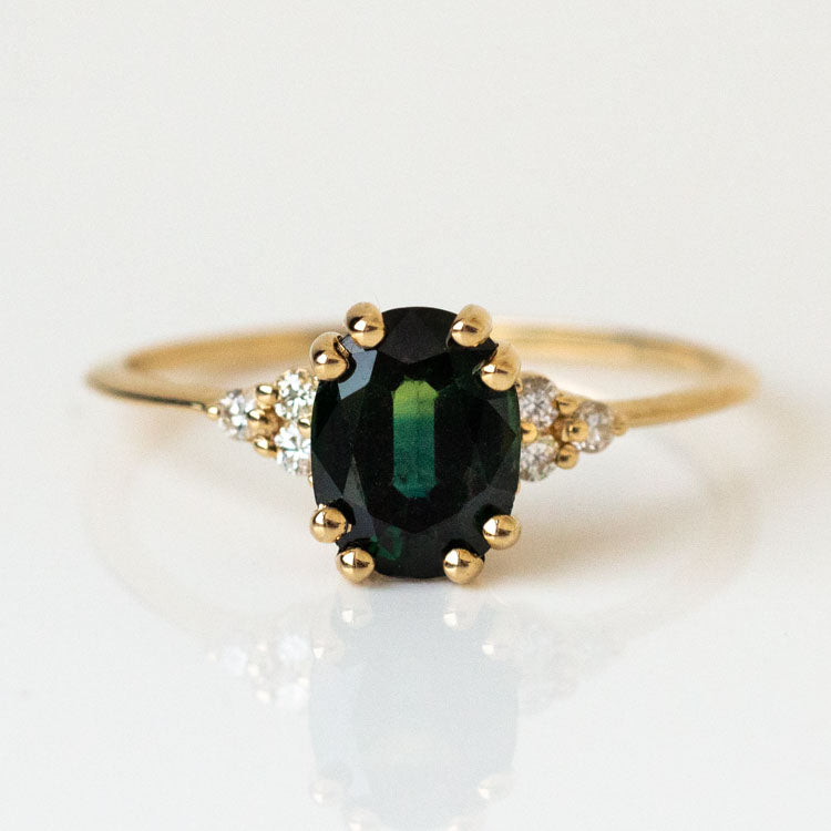 Juno Ring with Teal Sapphire in Yellow Gold-Koogrl