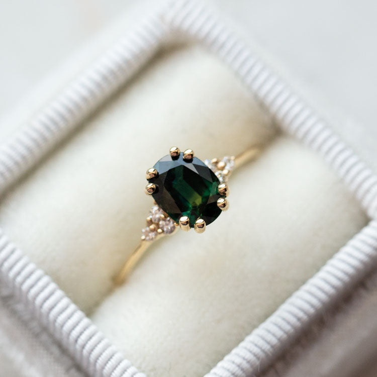 Juno Ring with Teal Sapphire in Yellow Gold-Koogrl