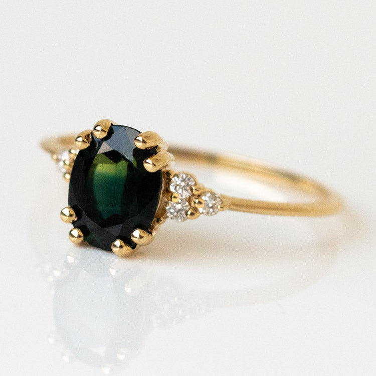 Juno Ring with Teal Sapphire in Yellow Gold-Koogrl