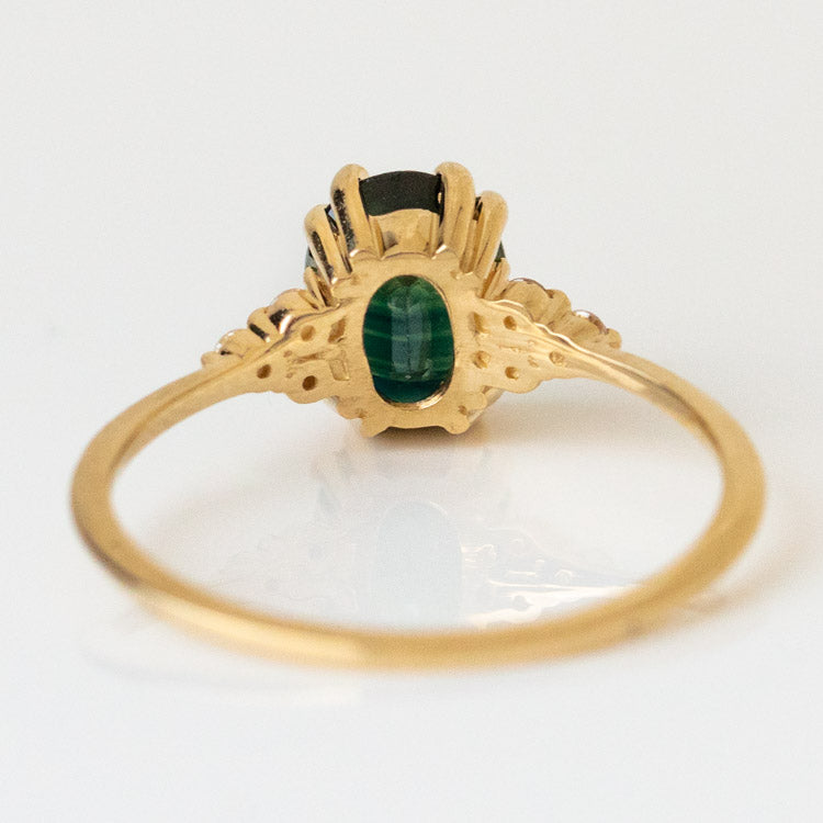 Juno Ring with Teal Sapphire in Yellow Gold-Koogrl