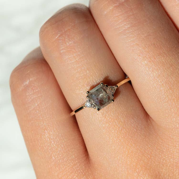 Icaria Ring with Salt and Pepper Rose Cut Diamond-Koogrl