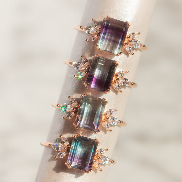 Rose Gold Fluorite Topaz Hazy Dream Ring Last Chance Sizes-Koogrl