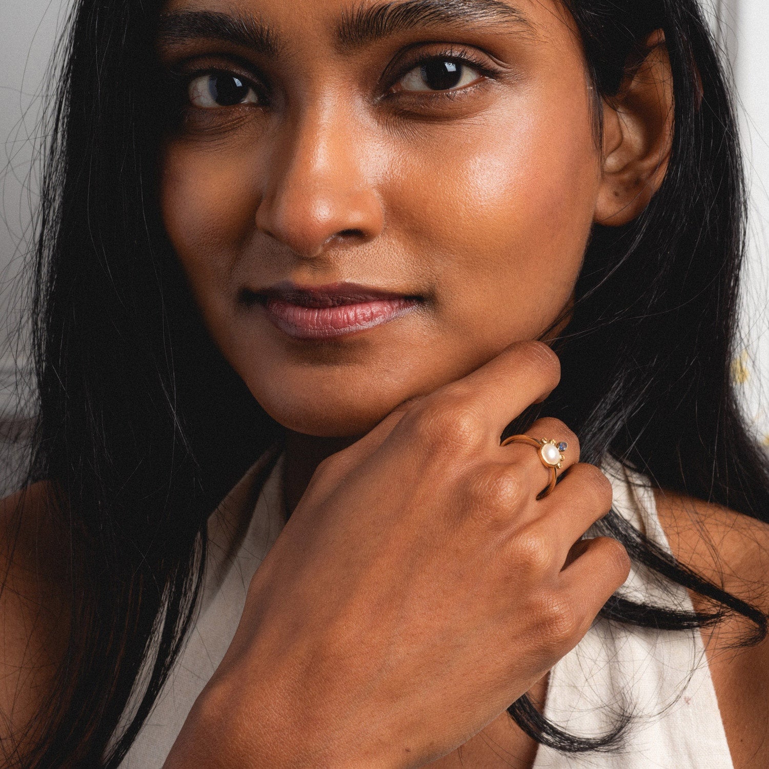 Solid Gold Crowned Bezel Pearl Ring Last Chance Sizes-Koogrl