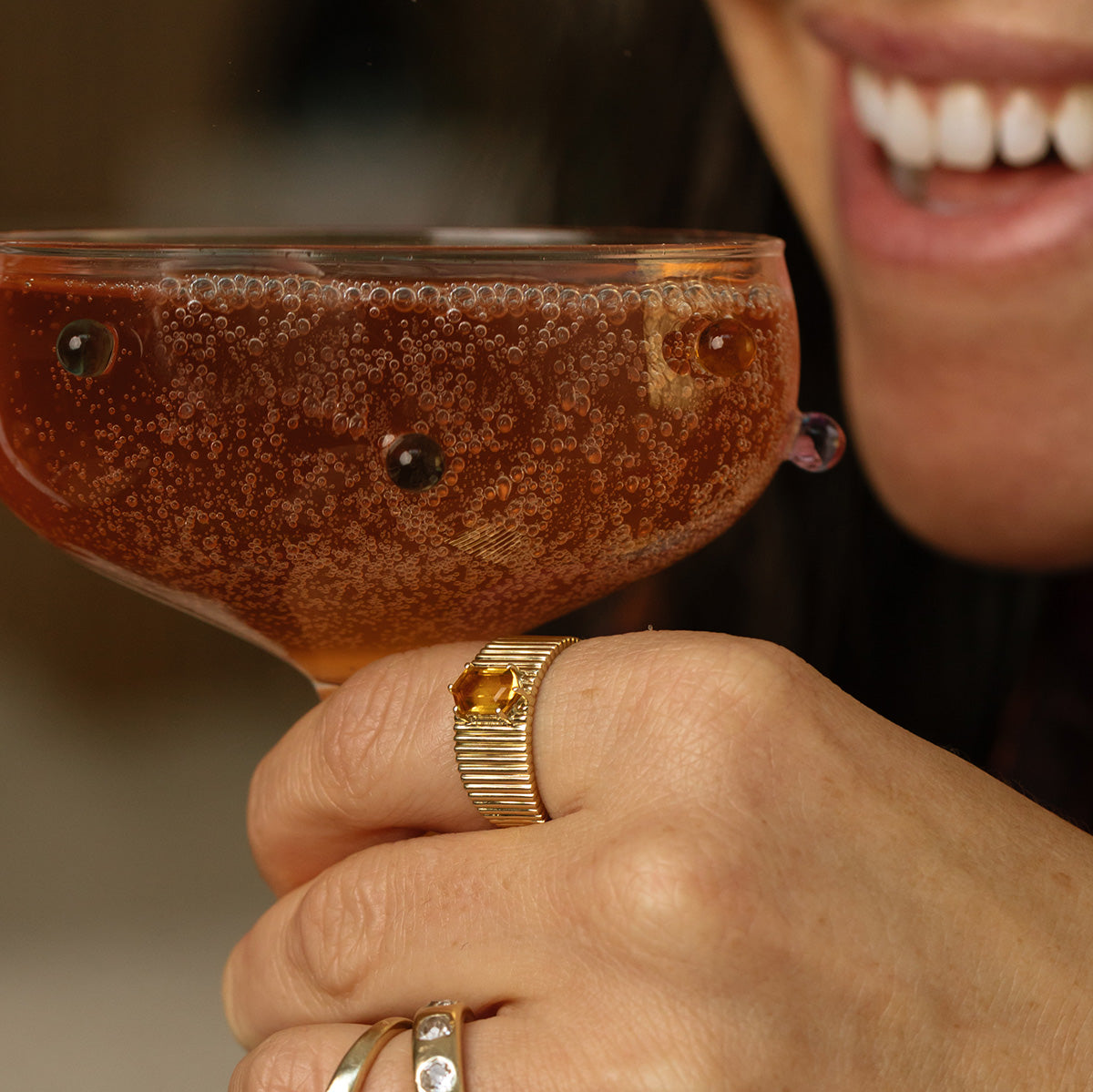 Solid Gold Citrine Bold Fluted Cigar Band-Koogrl