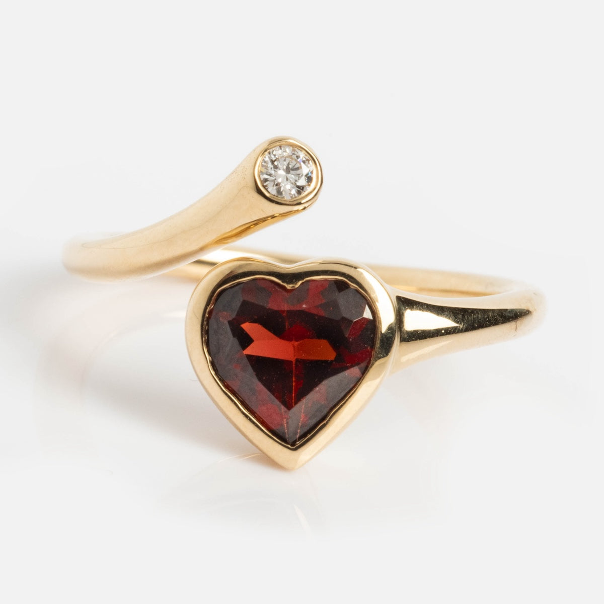 Heart Garnet and Diamond Twist Ring-Koogrl