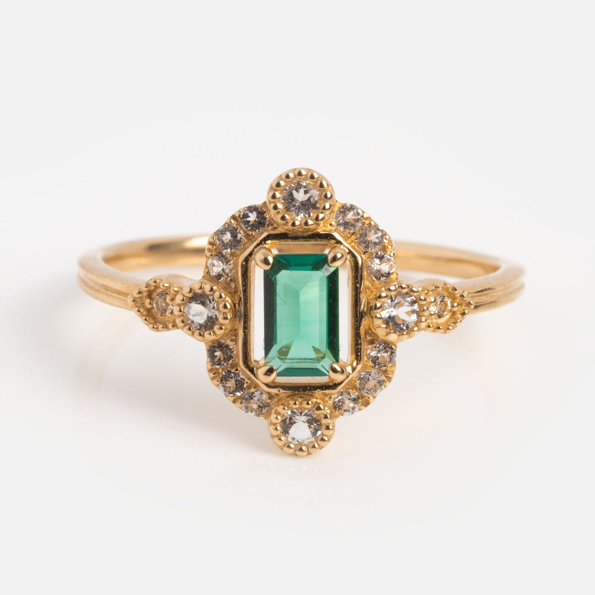 14k Vintage Inspired Emerald Shield Ring-Koogrl