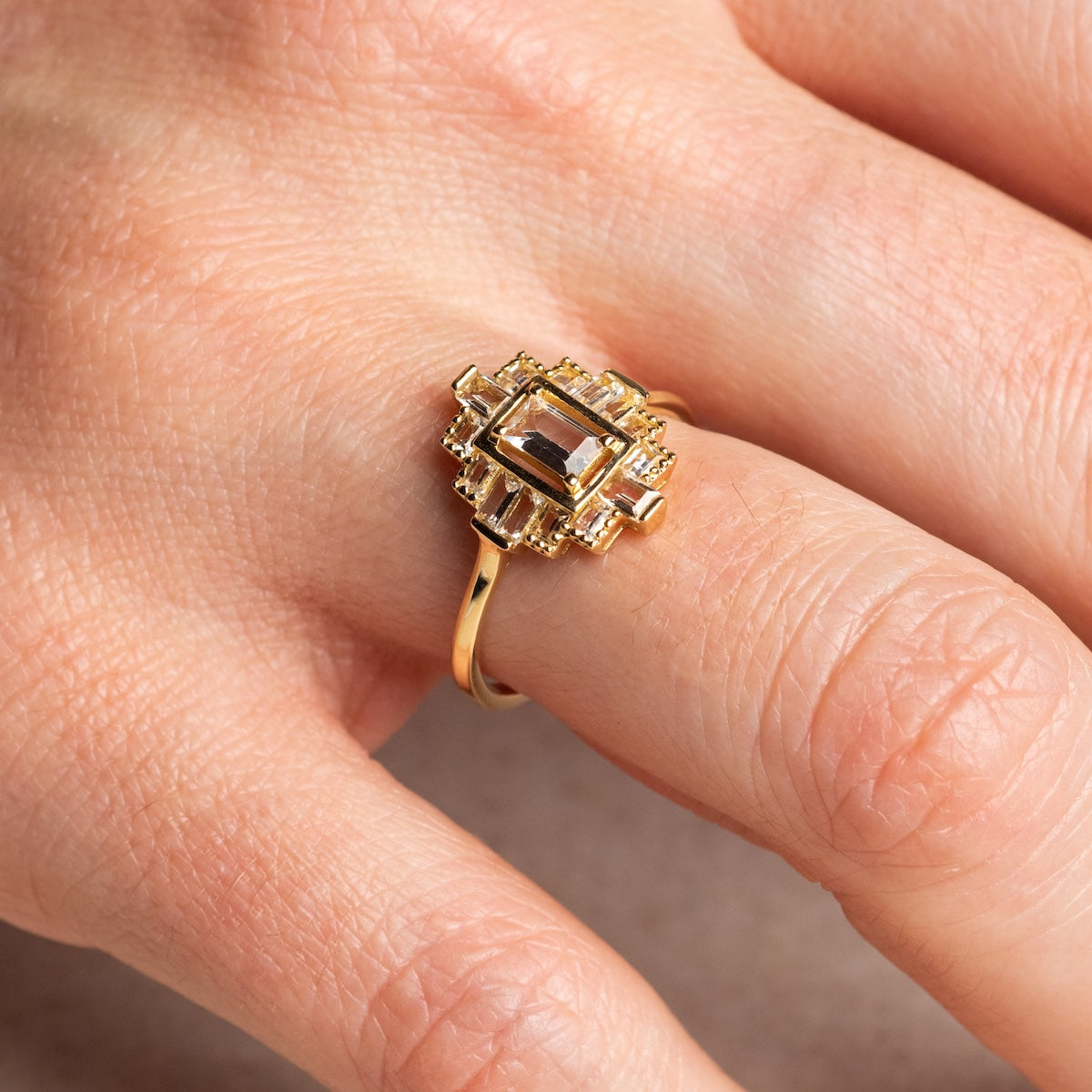 14k Vintage Inspired Art Deco Shield Ring-Koogrl