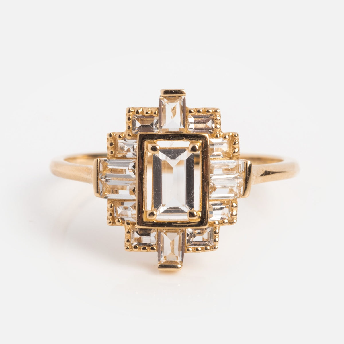 14k Vintage Inspired Art Deco Shield Ring-Koogrl