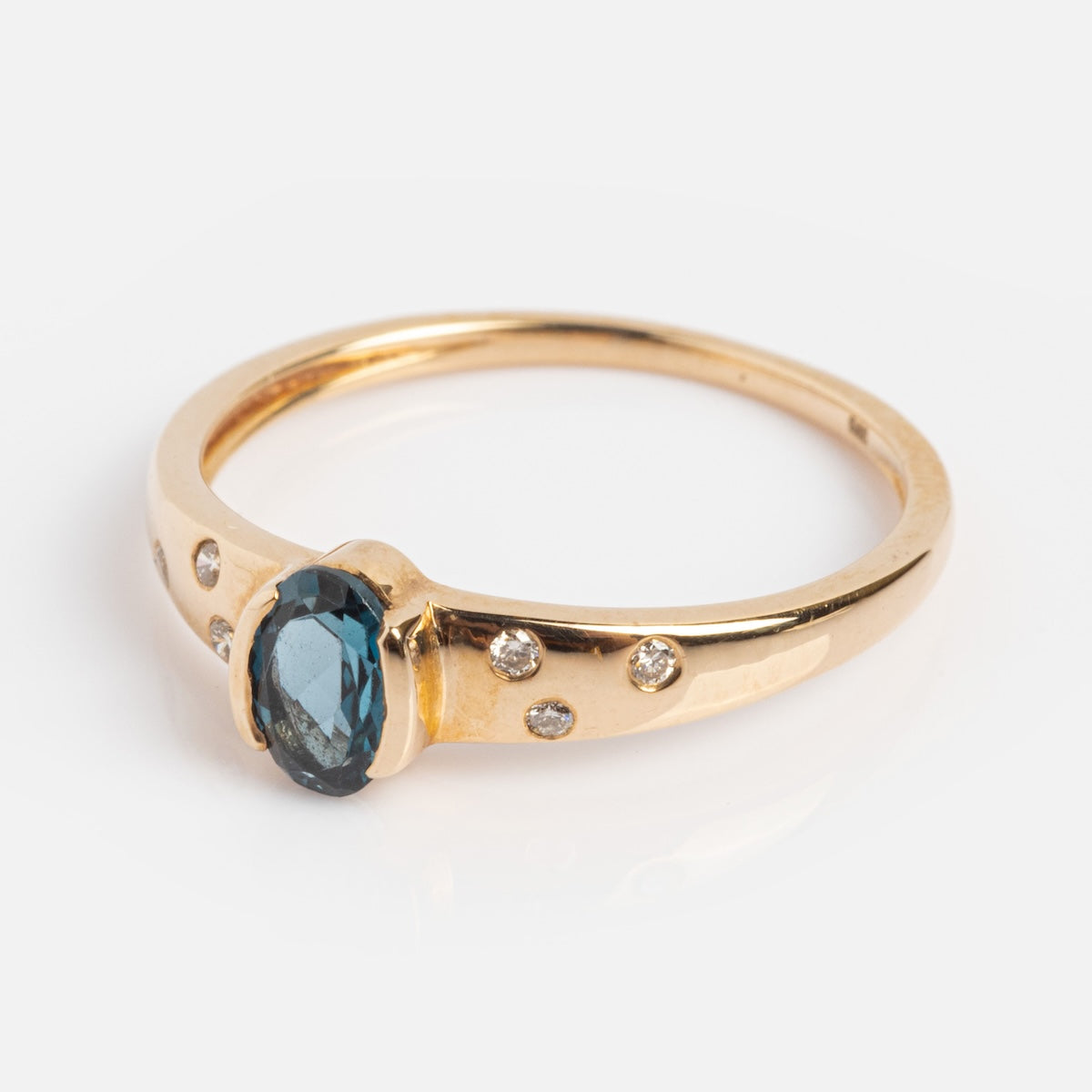 Solid Gold London Blue Topaz Modern Signet Ring-Koogrl