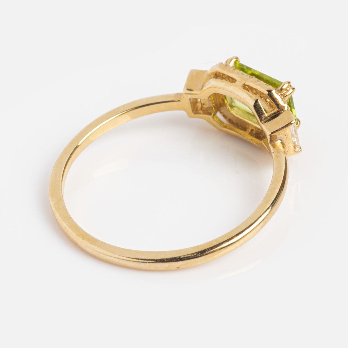 Solid Gold Vintage Inspired East West Peridot Ring-Koogrl