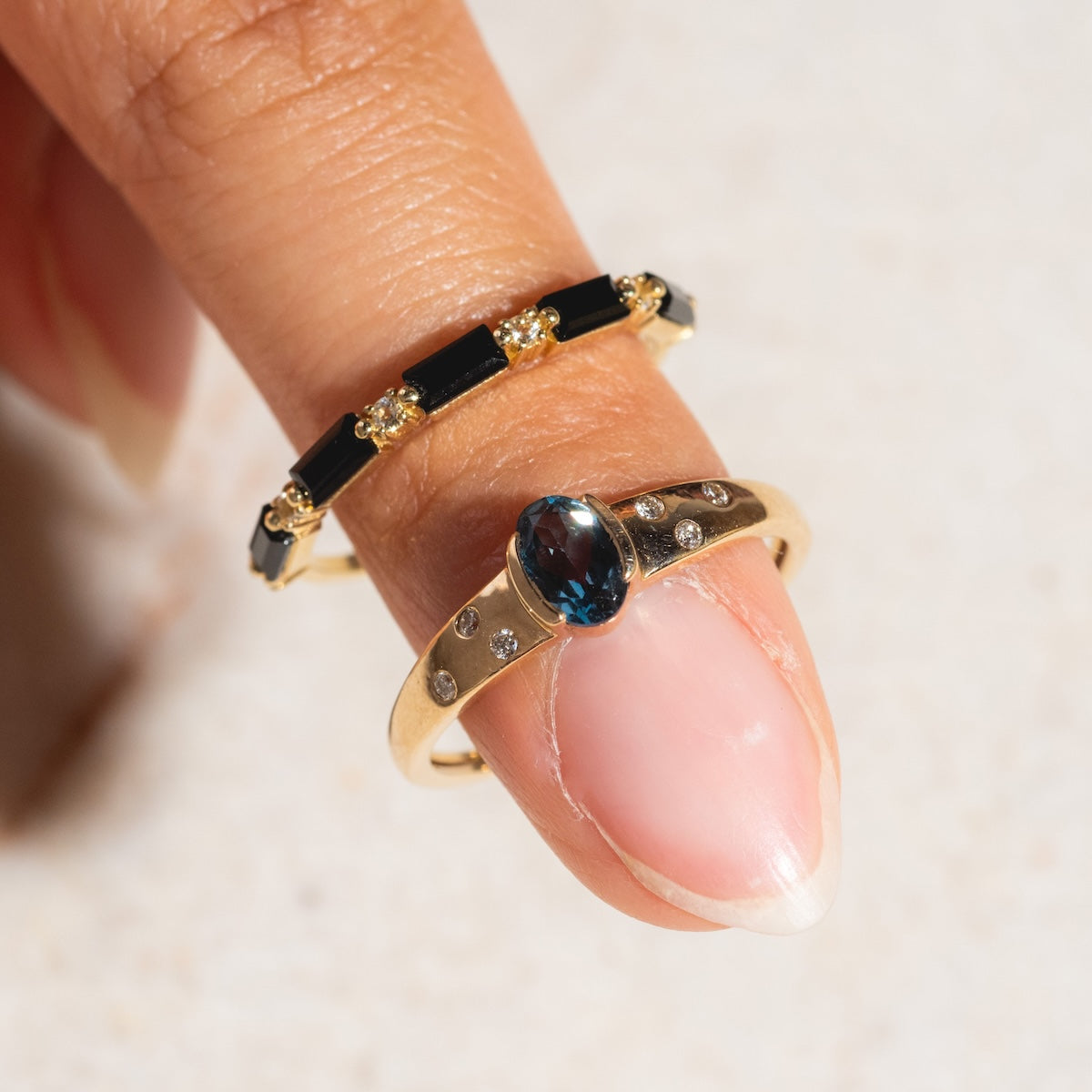 Solid Gold London Blue Topaz Modern Signet Ring-Koogrl