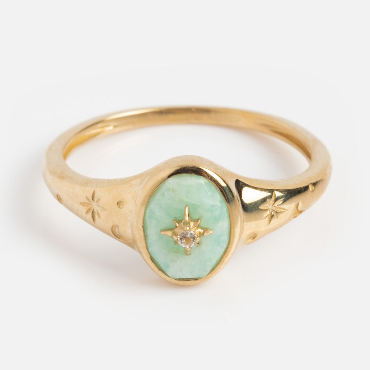 Solid Gold Crystal Signet Ring for Manifestation-Koogrl