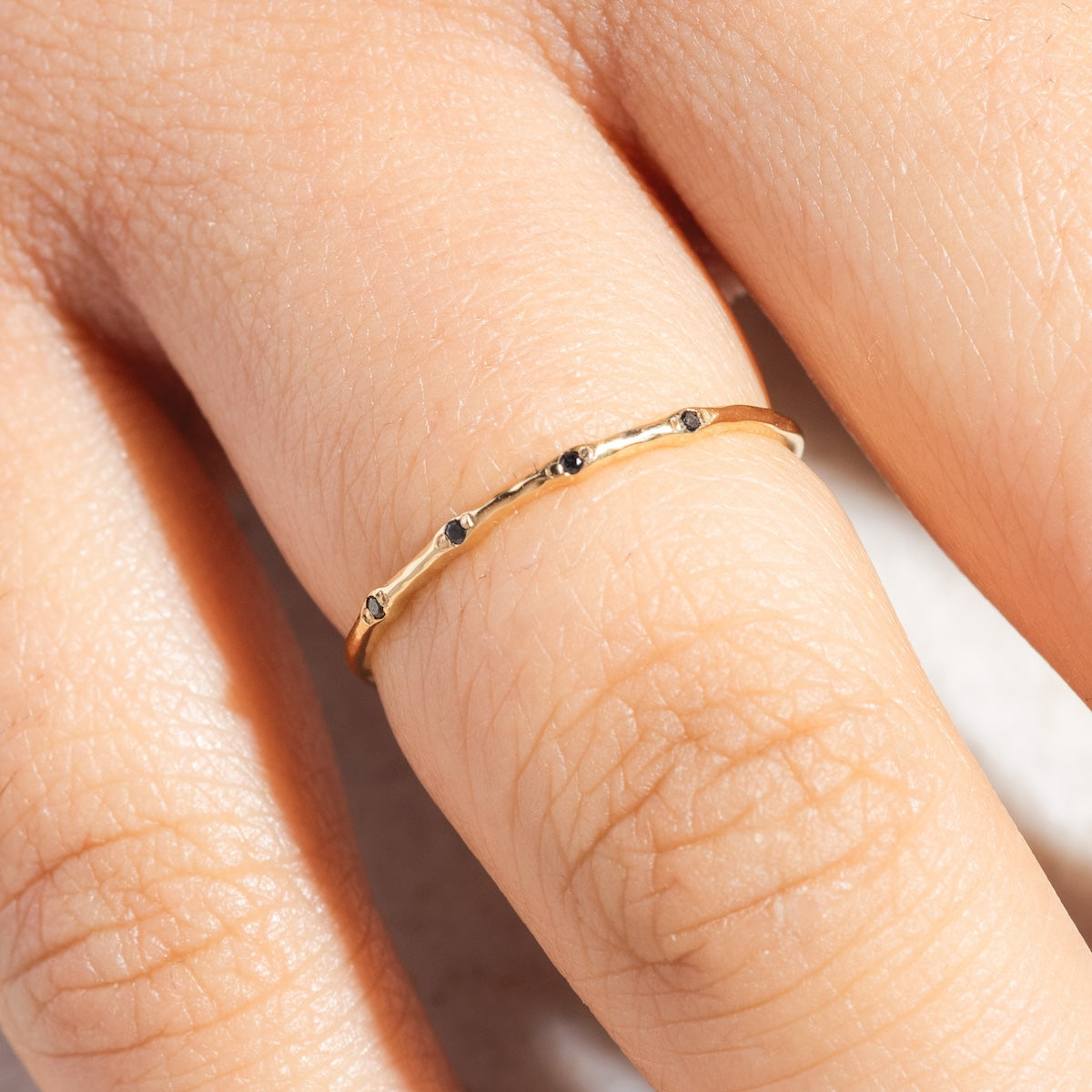 Solid Gold Dainty Diamond Band-Koogrl