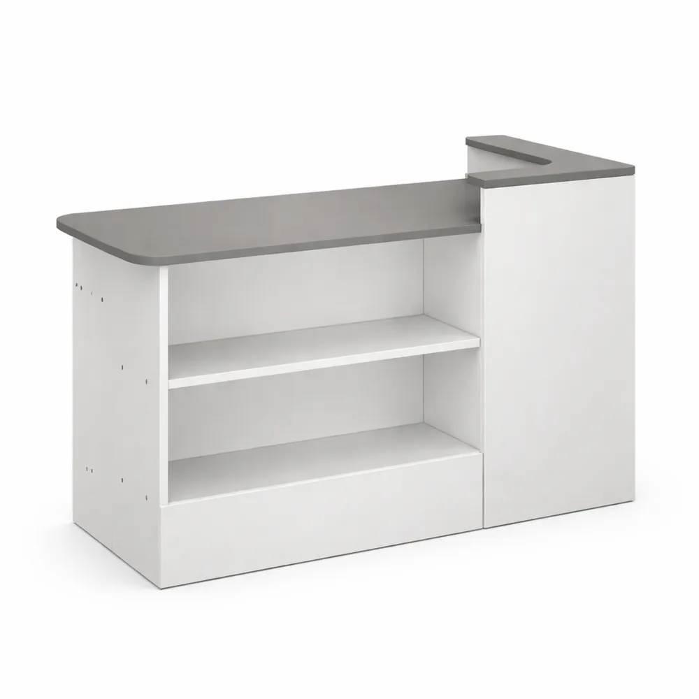 Bancone Reception Angolare con Cassetto per Negozi