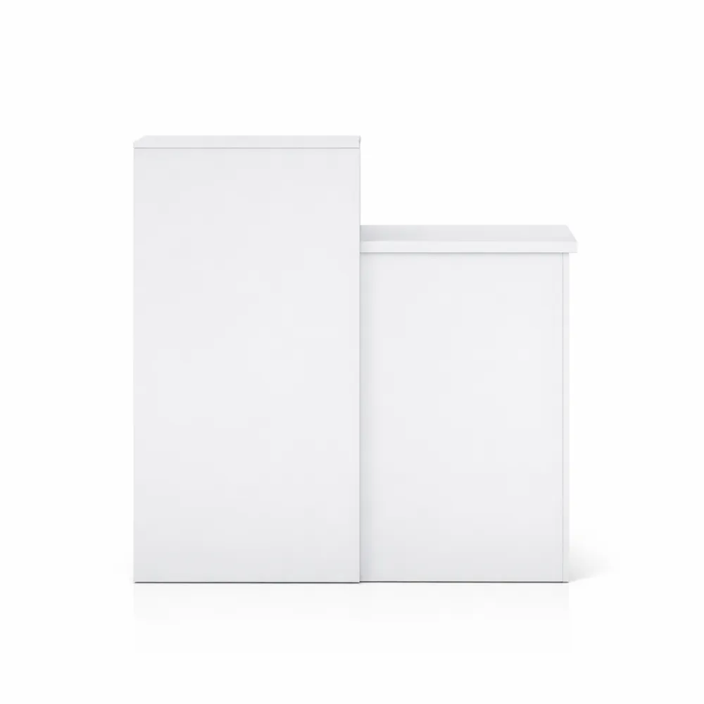 Bancone Reception in Legno con Cassetti Chiudibili e Ripiani per Ufficio e Negozio