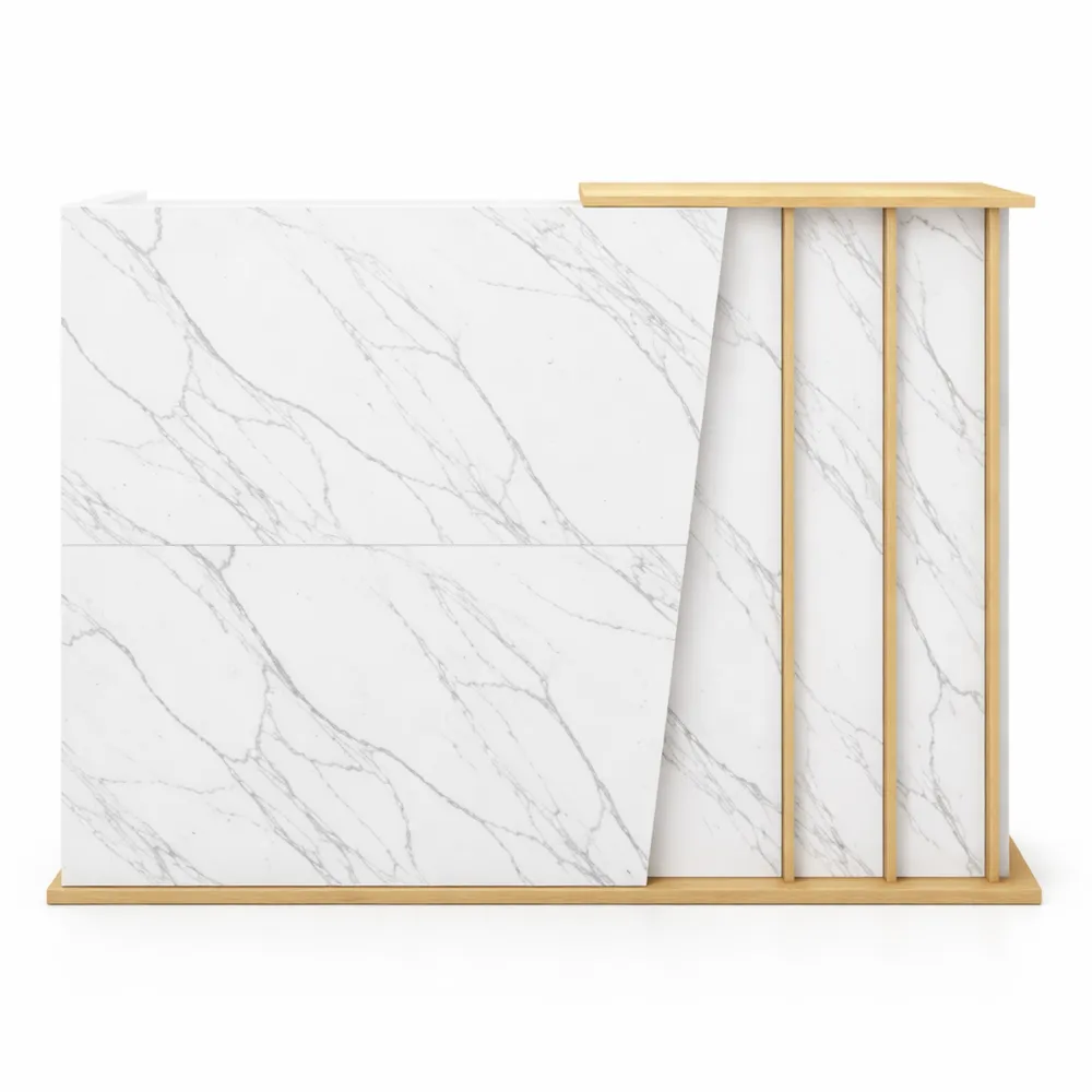 Bancone Reception con Grande Capacità di Stoccaggio in Legno 120 cm