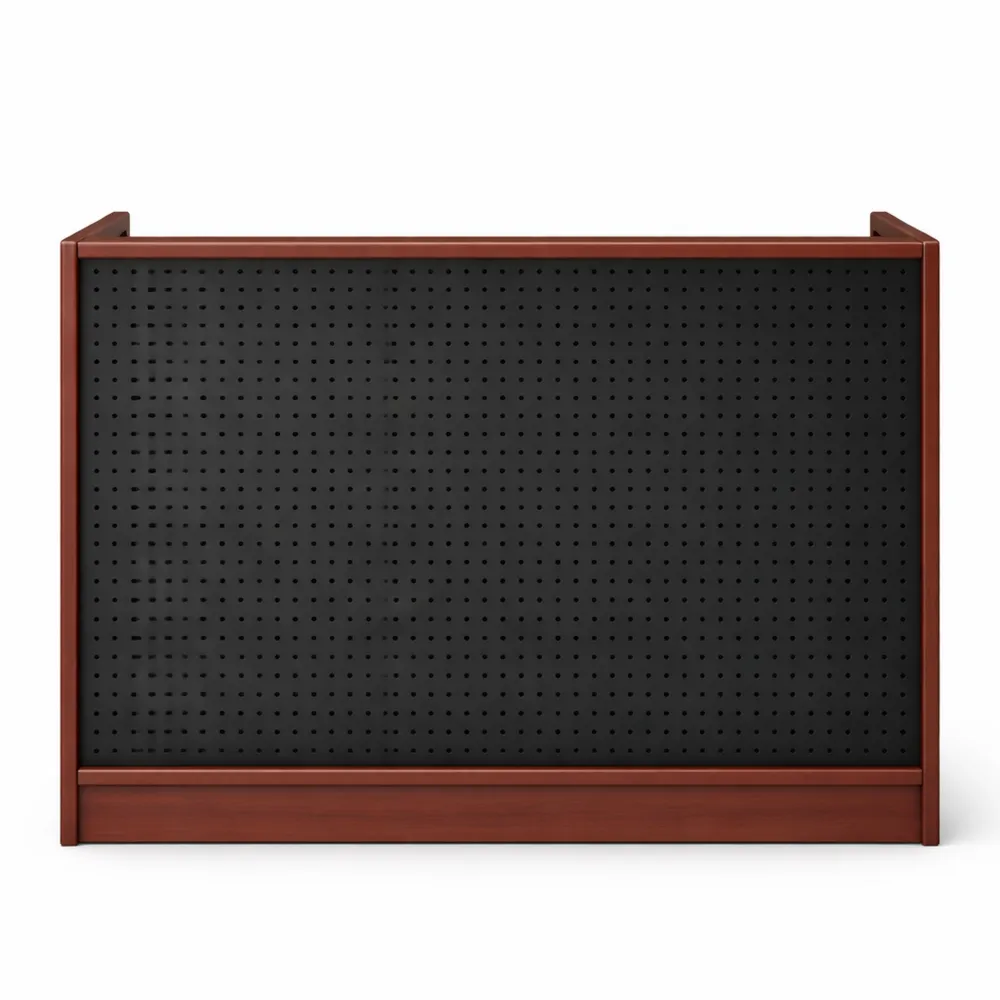 Banco Reception Salone con Cassetto e Ripiani, Design Moderno, Spazi di Archiviazione Ampi, Ideale per Negozi e Uffici, Colore Rosso, Lunghezza 100 cm