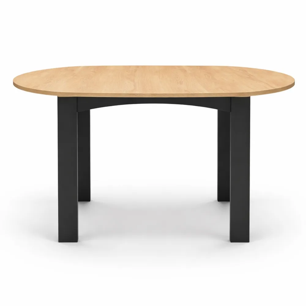 Tavolo da Pranzo Rotondo Allungabile per 4-8 Persone, Piano Effetto Faggio Nero, 120-160 cm