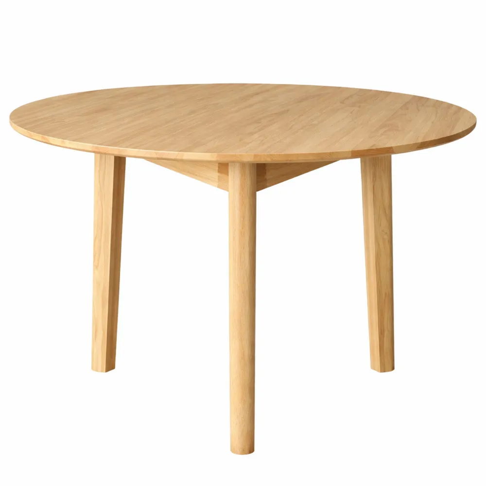 Tavolo rotondo in legno massello per cucina, 80 cm, gambe piatte, naturale