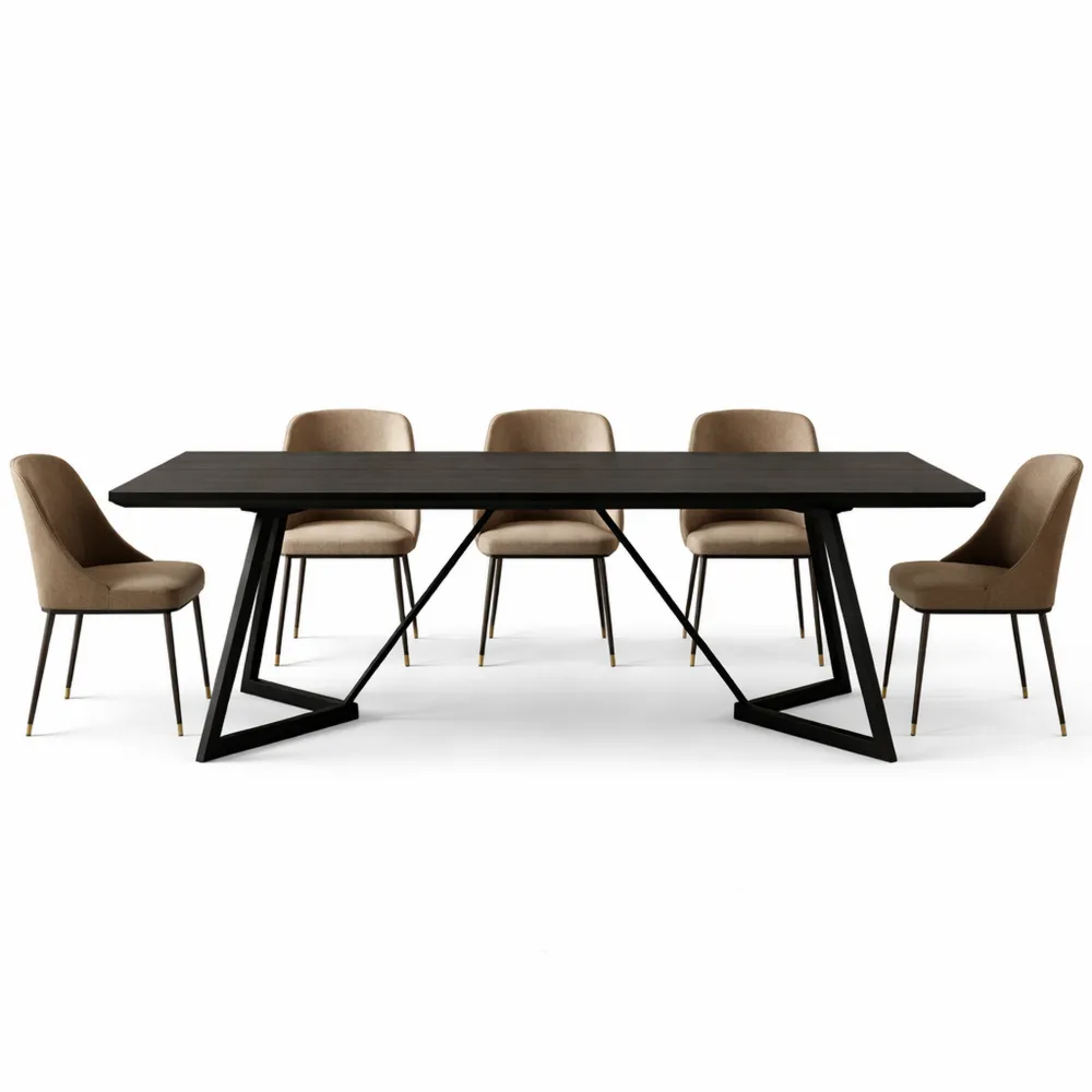 Tavolo da pranzo nero moderno in metallo 180 cm per 4-6 persone