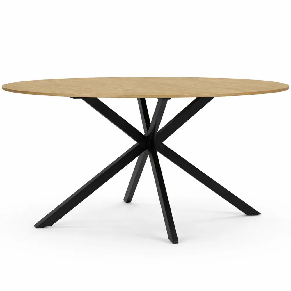 Tavolo da pranzo ovale in legno con gambe nere, per 8 persone, 150 cm