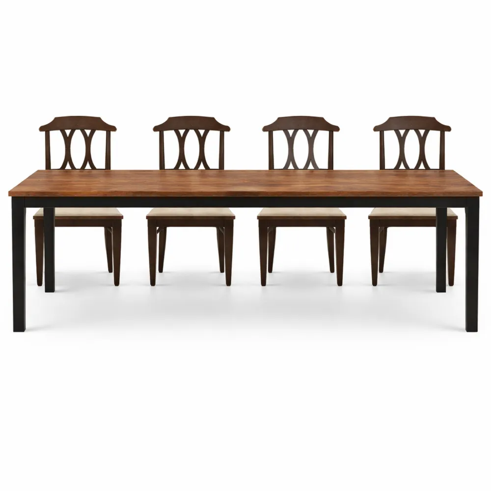 Tavolo da pranzo rettangolare industriale per 6-8 persone, 200 x 70 x 75 cm, marrone rustico