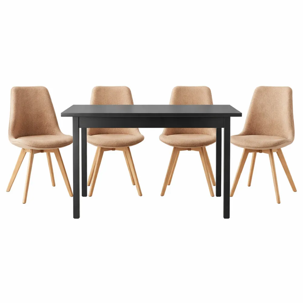 Tavolo da pranzo minimalista 4 posti con piano rettangolare 120 x 60 cm - Nero