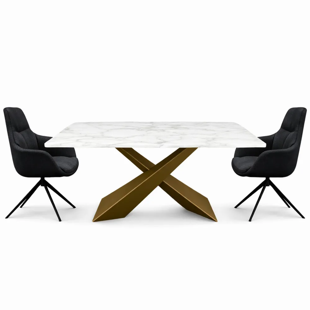 Tavolo Allungabile in Ceramica e Metallo Bronzo per Cucina e Soggiorno