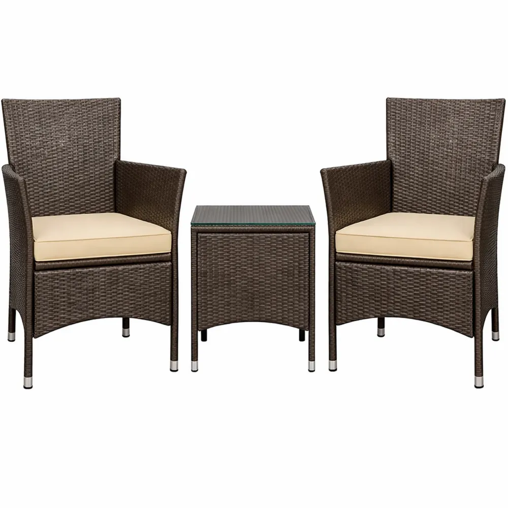 Set Mobili da Giardino con Cuscini in Rattan PE Impermeabile