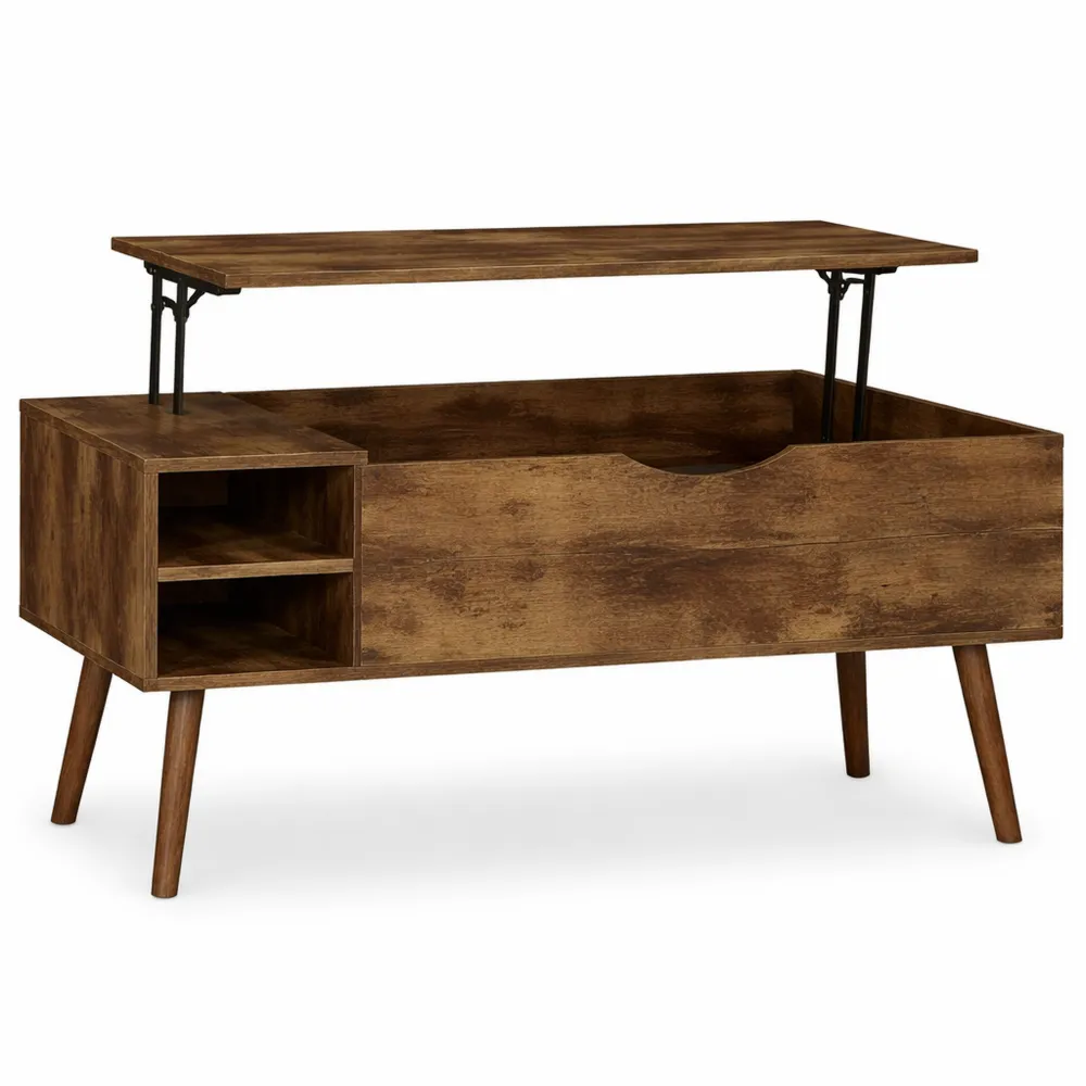 Tavolino da Divano con Ripiano Sollevabile e Scomparti Laterali