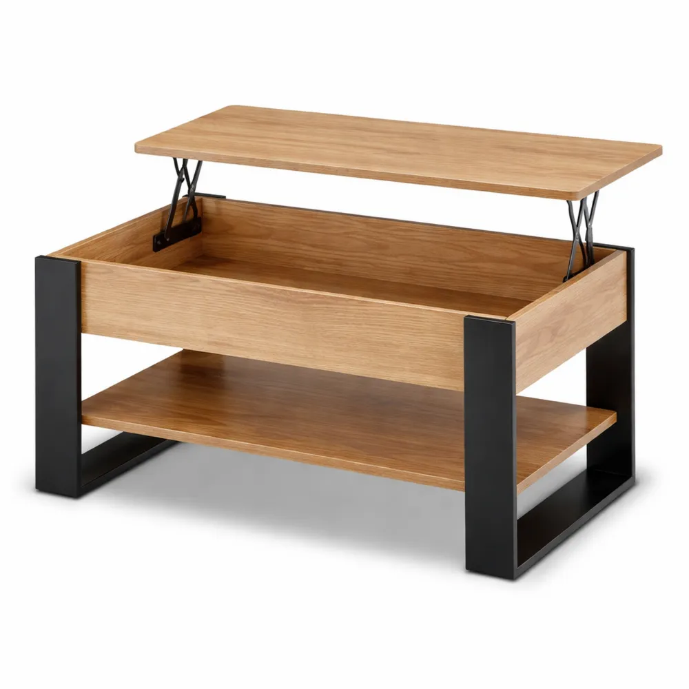 Tavolino da Salotto Sollevabile con Contenitore Regolabile in Altezza