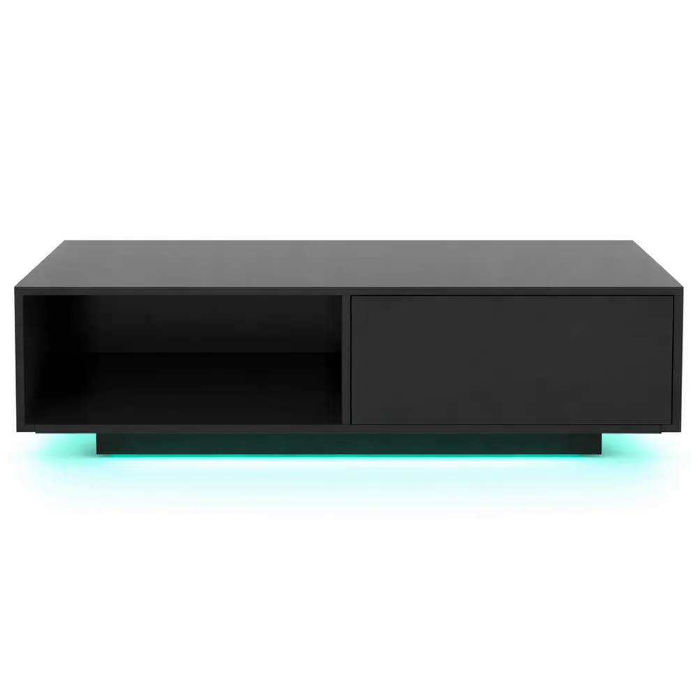 Tavolino da Salotto Moderno con Luci LED Colorate e Spazio di Archiviazione