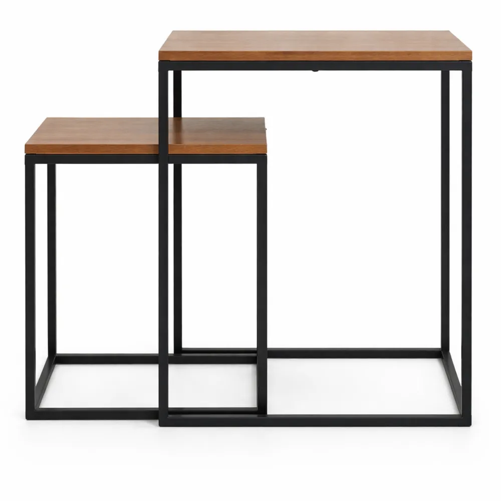 Set di Tavolini Moderni in Legno e Metallo, 2 Pezzi