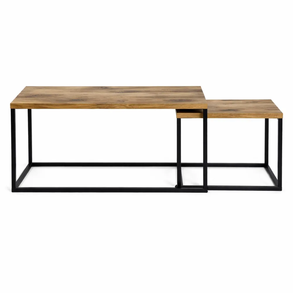 Set di 2 Tavolini Impilabili Salvaspazio in Stile Industriale