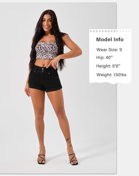 Women's High Waisted Stretchy Denim Shorts Cuffed Jean Shorts