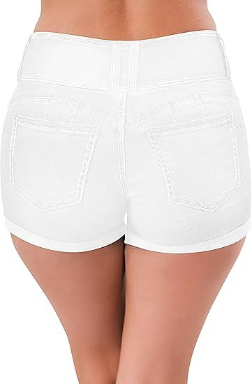 Women's High Waisted Stretchy Denim Shorts Cuffed Jean Shorts