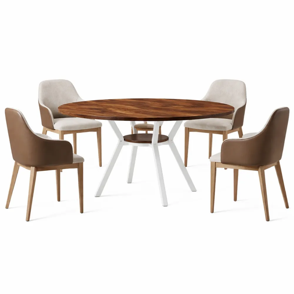 Tavolo Rotondo 120 cm Rustico per Soggiorno e Cucina