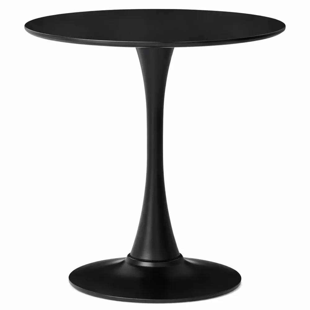 Tavolo Rotondo Moderno per Cucina e Sala da Pranzo, Colore Nero, 80 cm