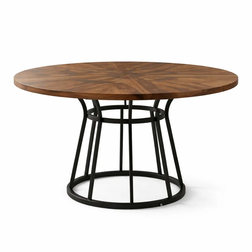 Tavolo Rotondo in Legno 120cm per Sala da Pranzo e Ufficio