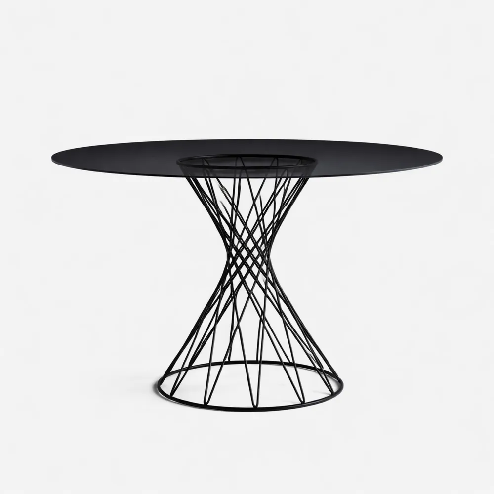 Tavolo rotondo moderno in vetro nero per soggiorno 120 cm