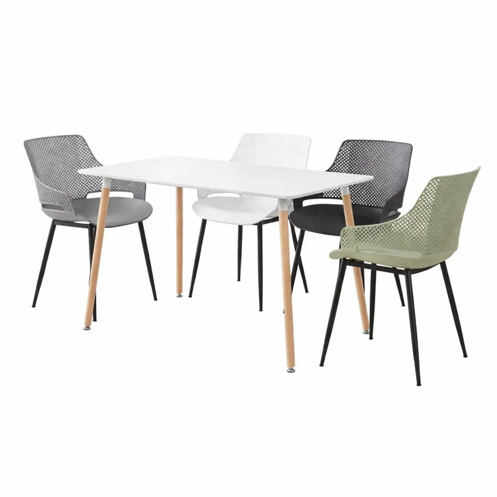 Tavolo da pranzo rettangolare moderno per 4-6 persone, 110x70x75 cm, bianco