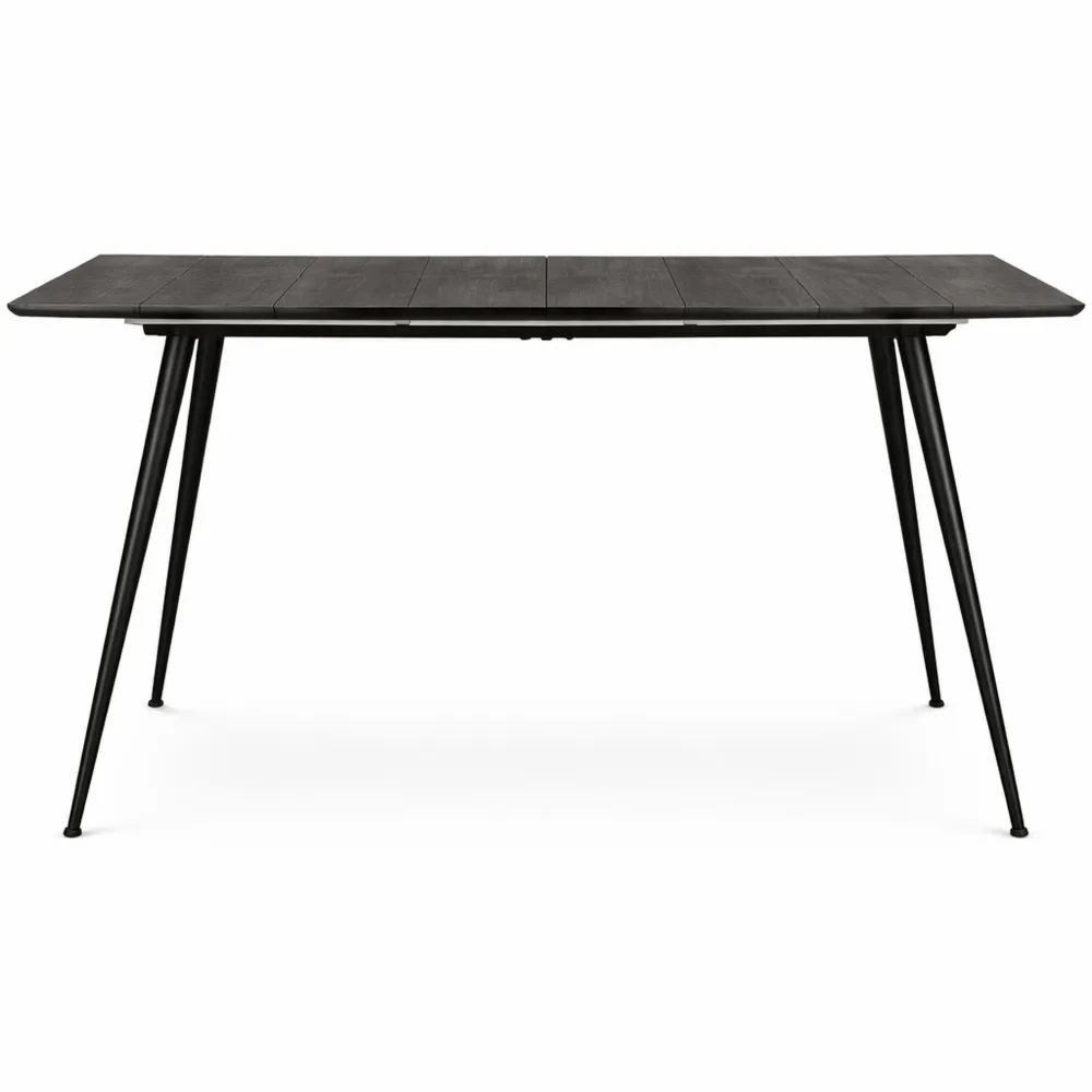 Tavolo allungabile stile scandinavo in legno nero con gambe in metallo nero e dorato per cucina e soggiorno