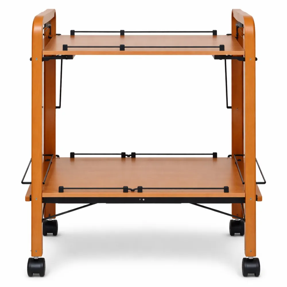 Carrello Portavivande in Legno Noce Pieghevole