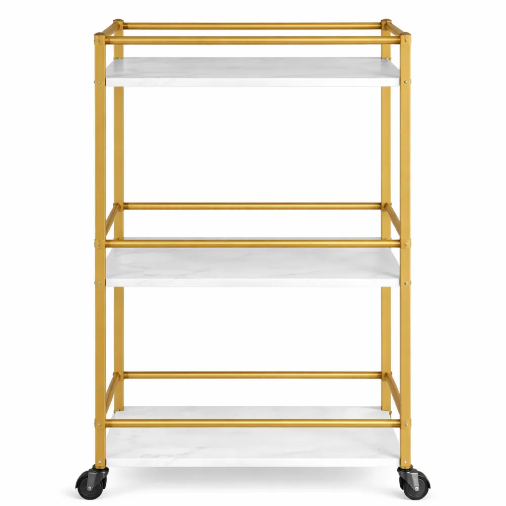 Carrello da Cucina in Metallo a 3 Livelli con Ruote Bloccabili, Portaoggetti Multiuso per Interni ed Esterni