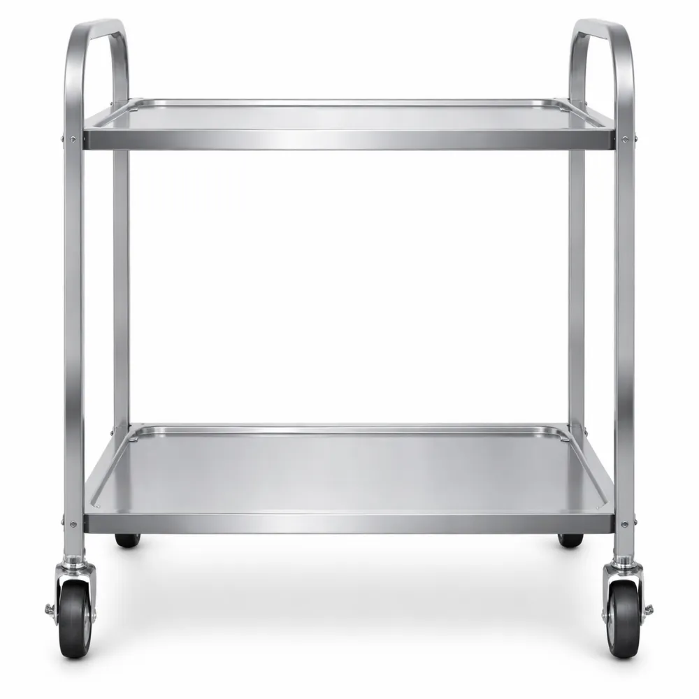 Carrello da Cucina con Ruote in Acciaio Inossidabile a 2 Ripiani