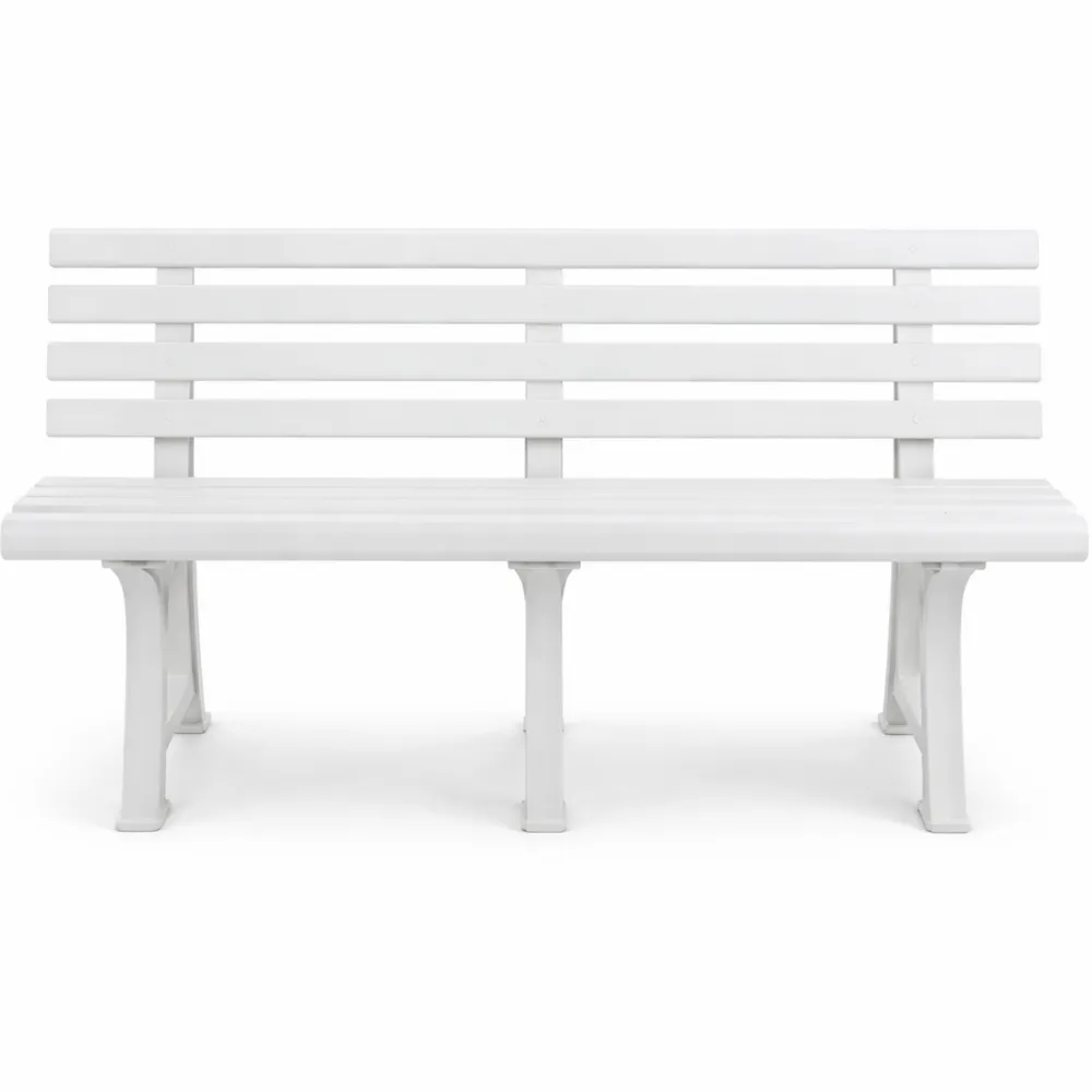 Panchina da Giardino Bianca 145x49x74 cm, 3 Sedute, Resistente UV e Intemperie