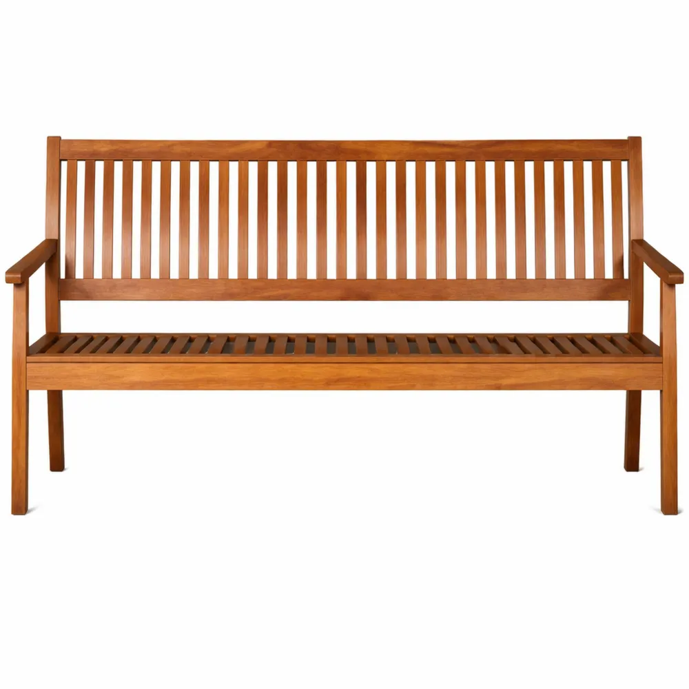 Panchina da Giardino in Legno con Schienale e Braccioli, 126 x 63 x 91cm