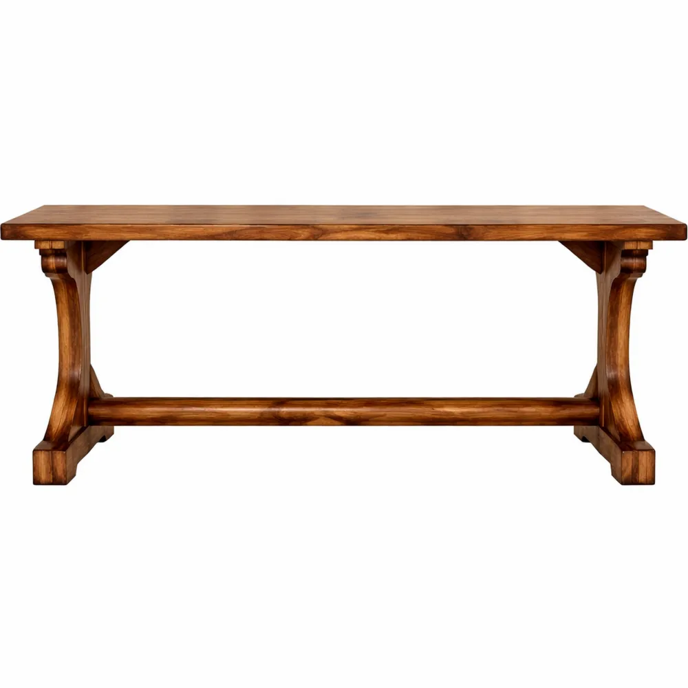 Panca da Giardino in Legno di Abete Stile Rustico Senza Schienale